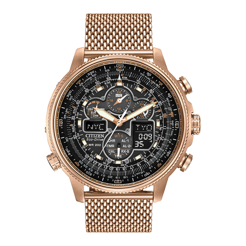 Citizen Eco Drive Navihawk Radio Controlled Rose Tone Men's Watch JY8033-51E