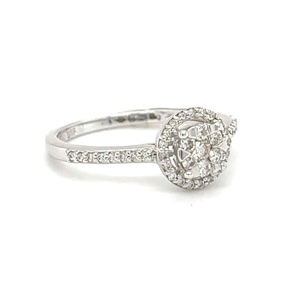 Diamond Cluster Halo Ring 0.30ct 9ct White Gold