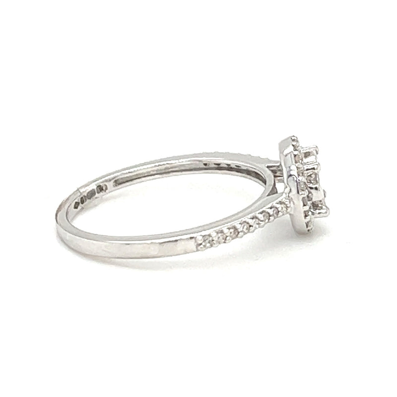 Diamond Cluster Halo Ring 0.30ct 9ct White Gold side