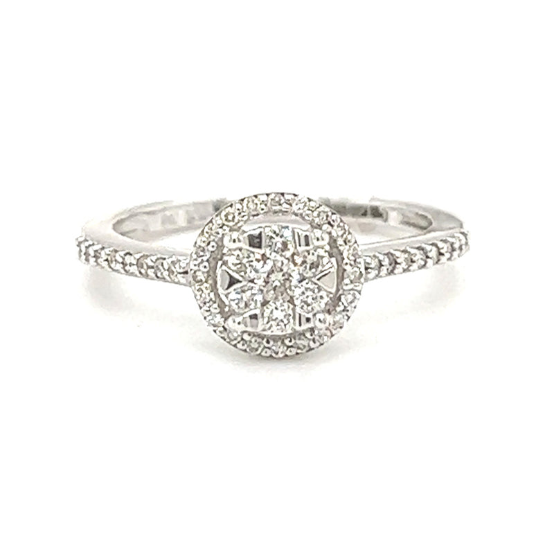 Diamond Cluster Halo Ring 0.30ct 9ct White Gold front