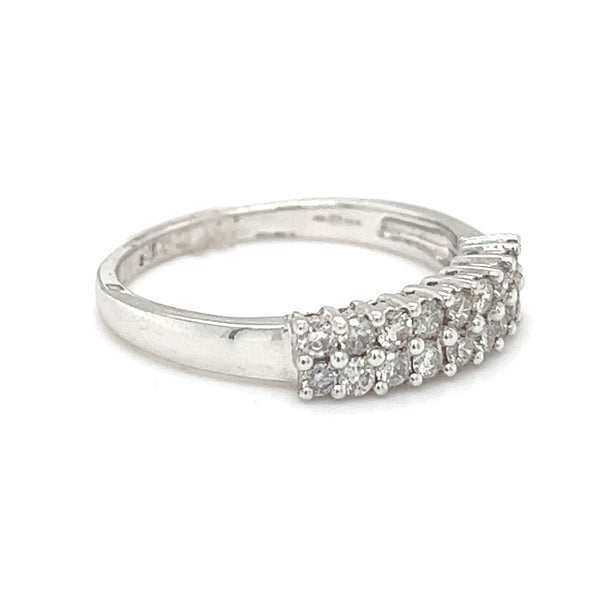 Diamond Double Row Eternity Ring 0.50ct 18ct White Gold SIDE