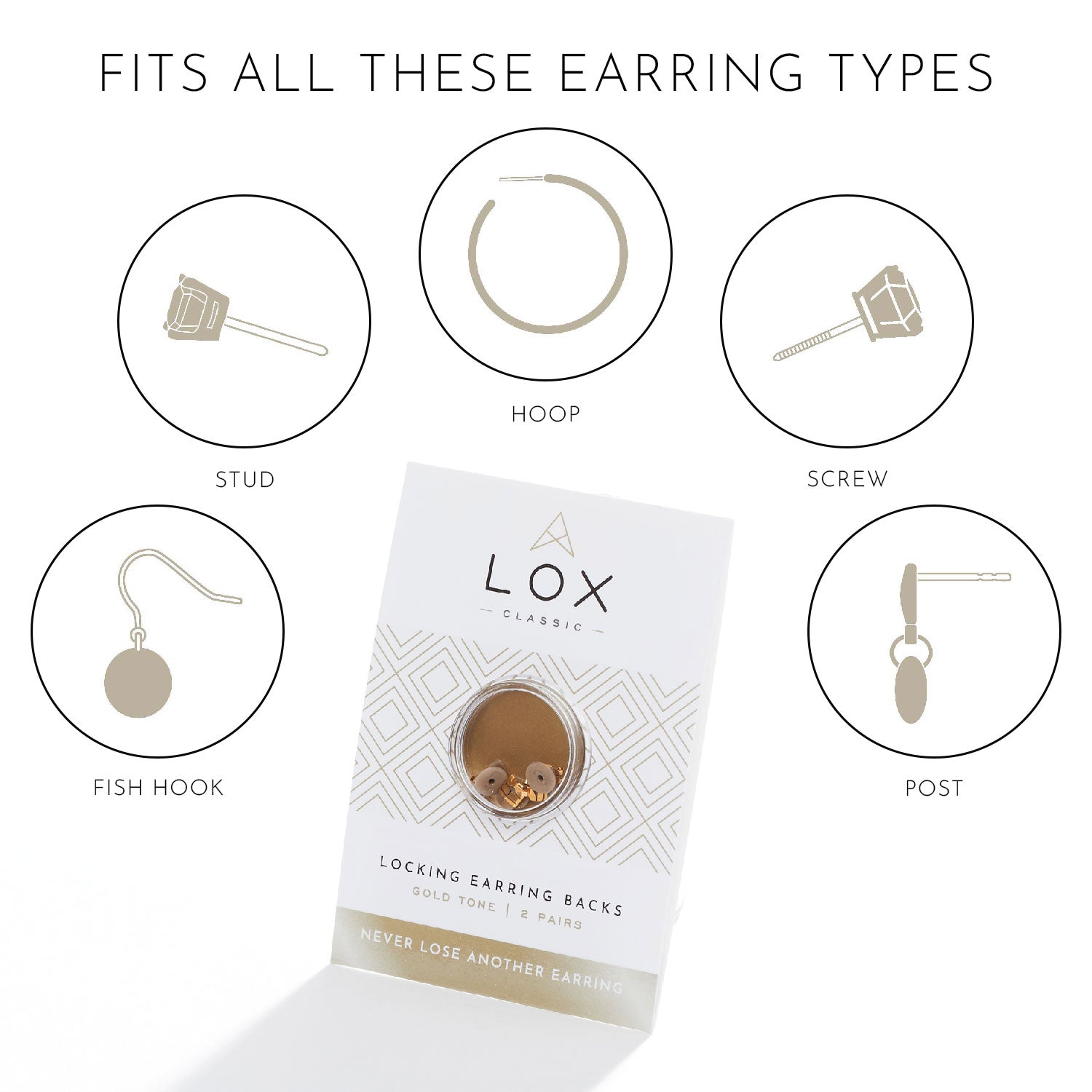 Lox Locking Earring Backs Gold Tone