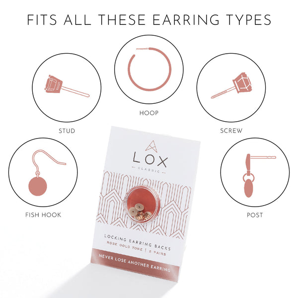 Lox Locking Earring Backs Rose Gold Tone