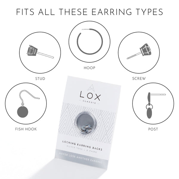 Lox Locking Earring Backs Silver Tone