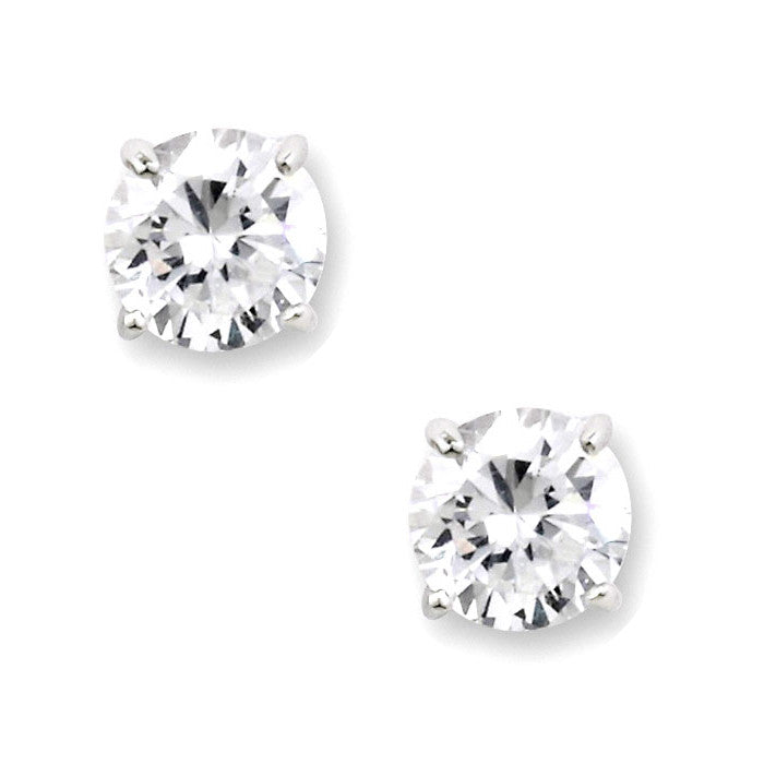 Sterling Silver 11mm Solitaire CZ Earrings