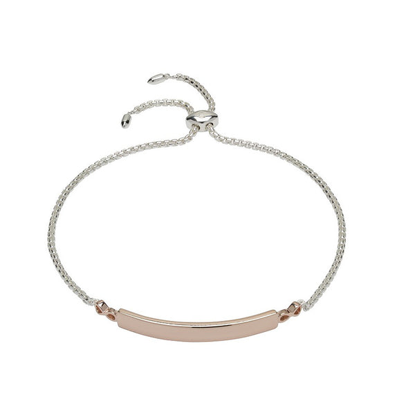 Unique & Co Ladies Silver & Rose ID Bracelet