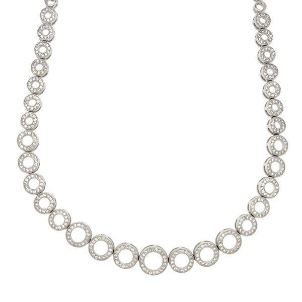 Sterling Silver Graduating CZ Circle Necklace