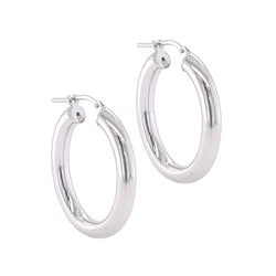 Sterling Silver Oval Tube Hoop Earrings