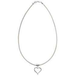 Sterling Silver Mesh Chain with Heart Necklace N4115