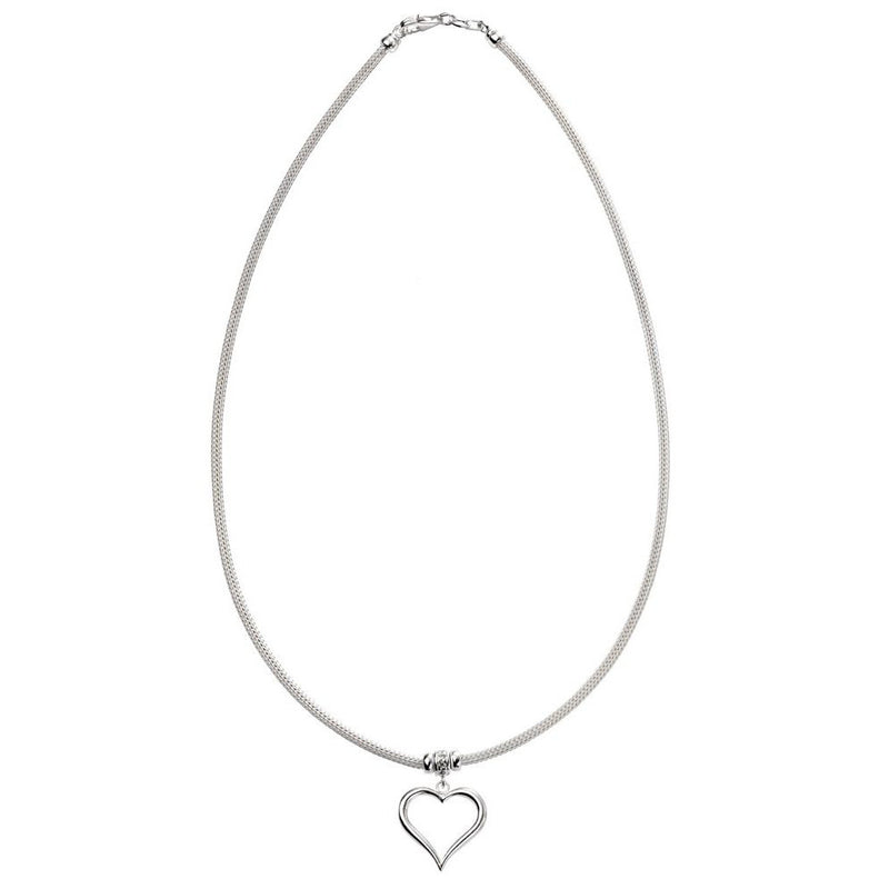 Sterling Silver Mesh Chain with Heart Necklace N4115