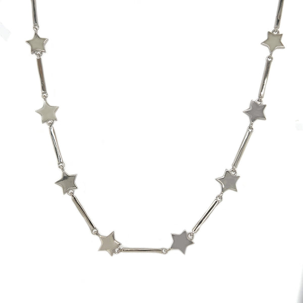 Sterling Silver Star & Bar Link Necklace