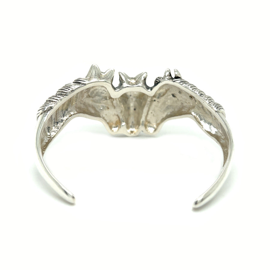 Silver Three Horse Head Bangle back
