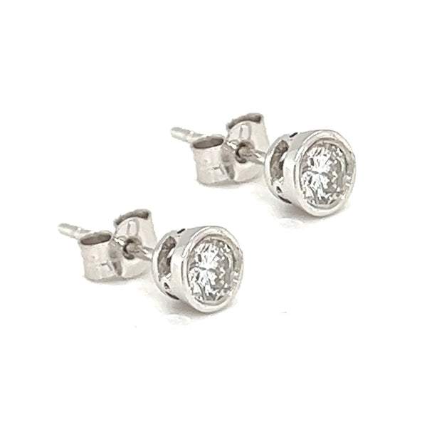 Diamond Solitaire Stud Earrings 18ct White Gold