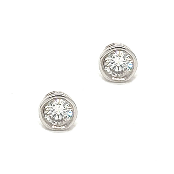 Diamond Solitaire Stud Earrings 18ct White Gold