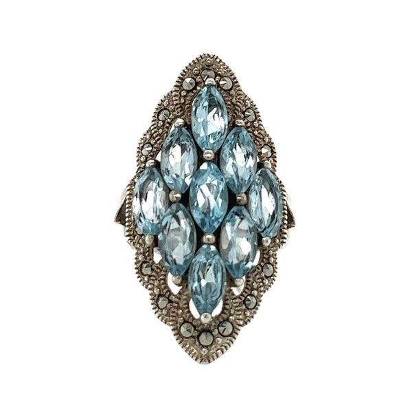 Silver Marcasite & Blue Topaz Dress Ring
