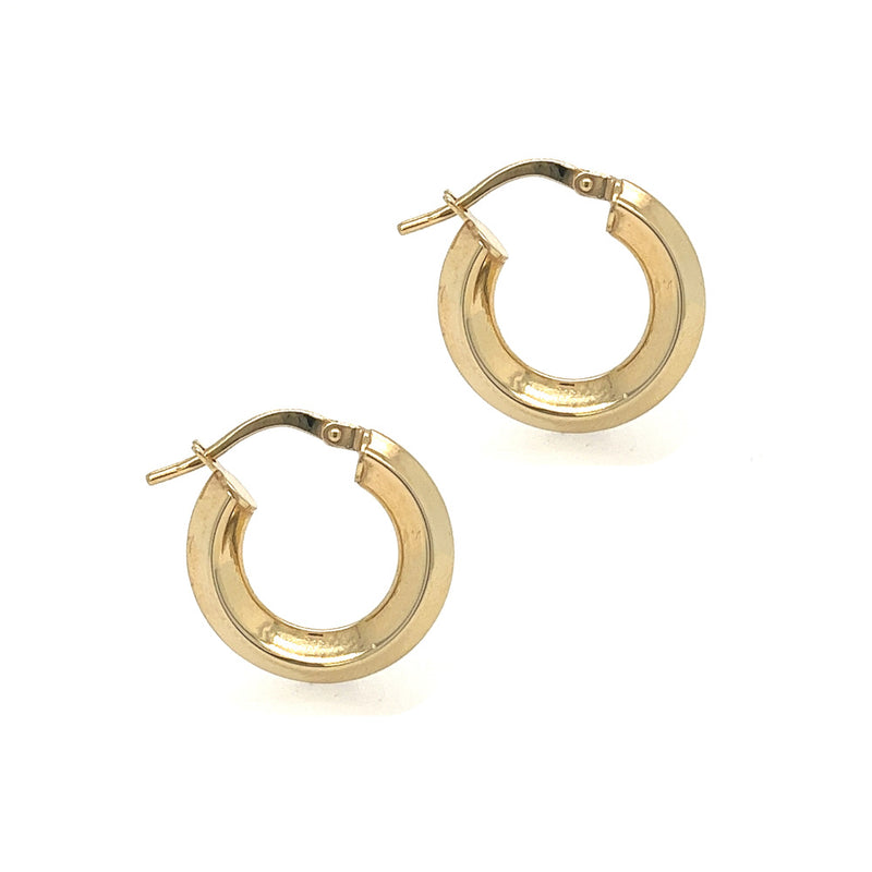 9ct Yellow Gold 16mm Bevelled Edge Creole Earrings