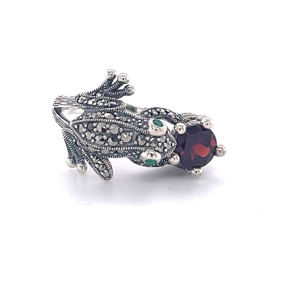 Silver & Marcasite Frog Ring