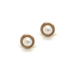 4mm Fresh Water Cultured Pearl 9ct Gold Surround Earring