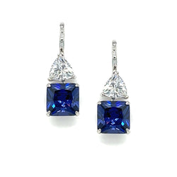 Sterling Silver Tanzanite Blue CZ Drop Earrings