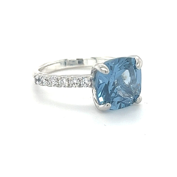 Silver Blue & White CZ Ring side