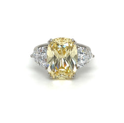 Sterling Silver Canary & White CZ Trilogy Ring