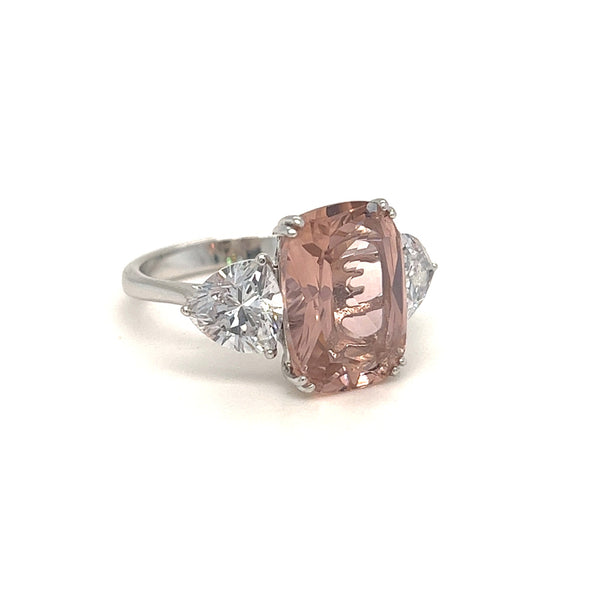 Sterling Silver Pink & White CZ Trilogy Ring side
