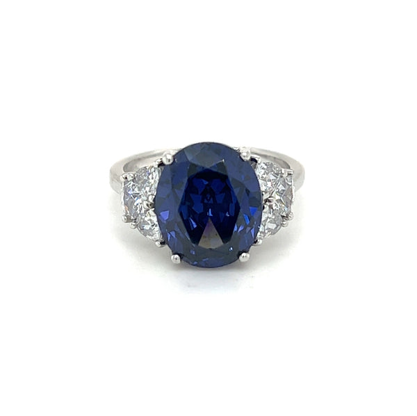 Sterling Silver Tanzanite Blue & White CZ Ring