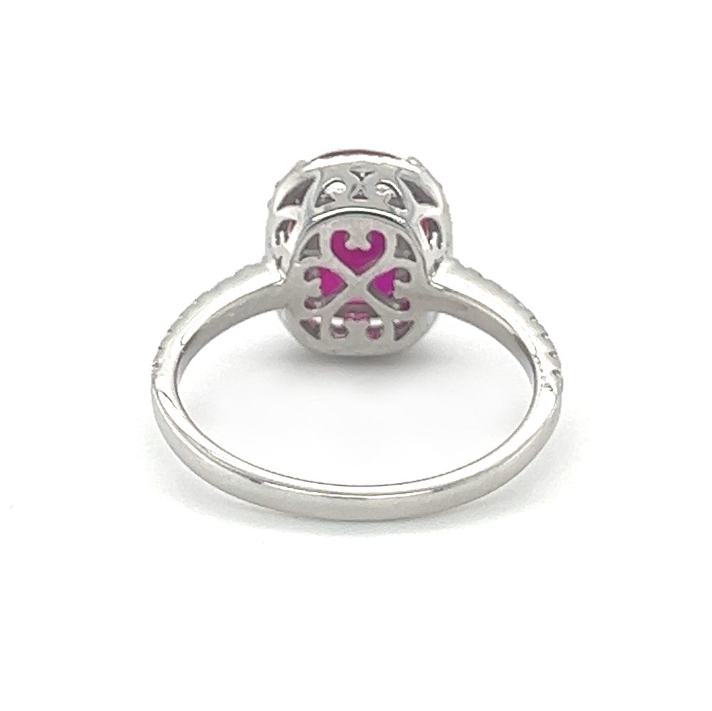 Silver Red & White CZ Halo Ring