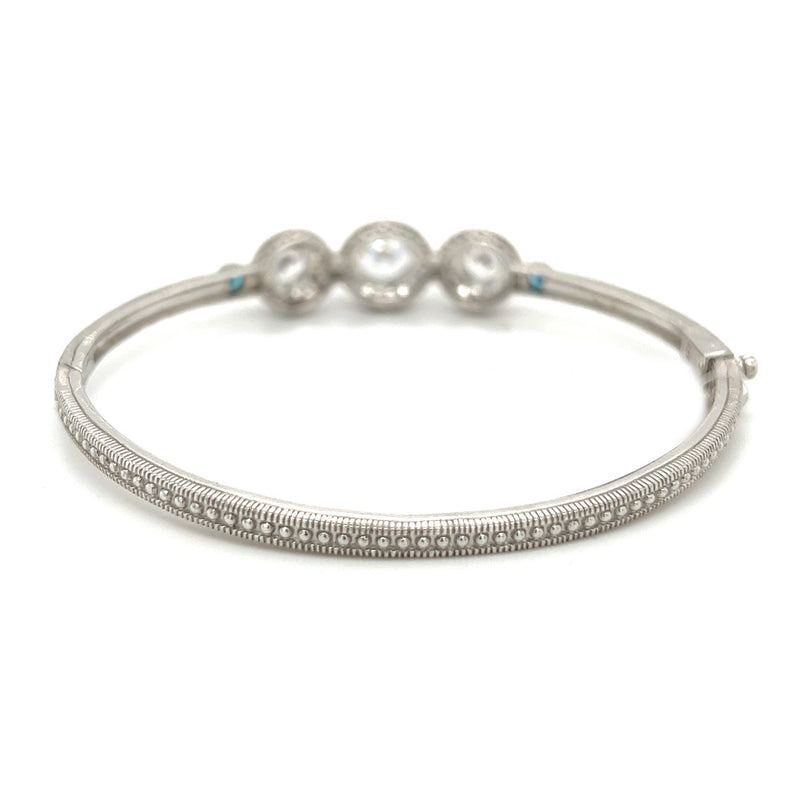 Sterling Silver Trilogy Halo Cubic Zirconia Bangle