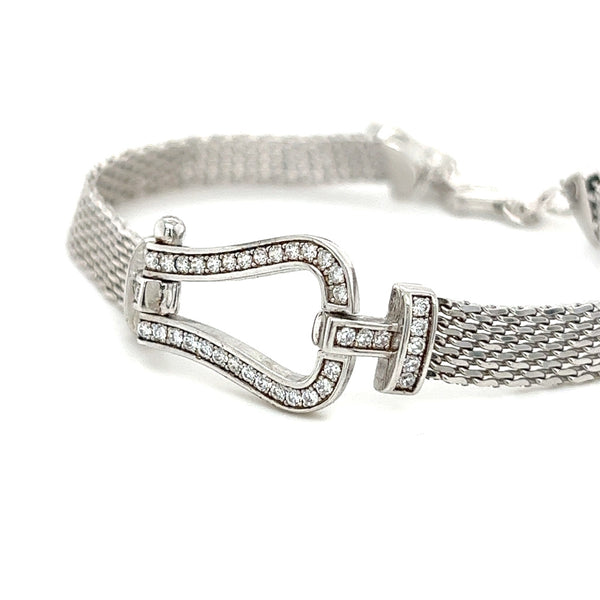 Sterling Silver CZ Weave Chain Bracelet