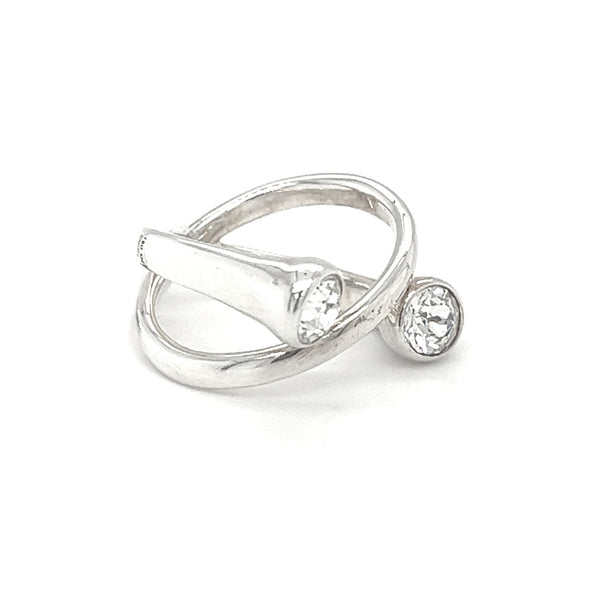 Sterling Silver Cubic Zirconia Crossover Ring side