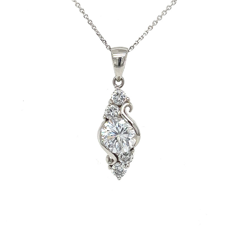 9ct White Gold CZ Necklace