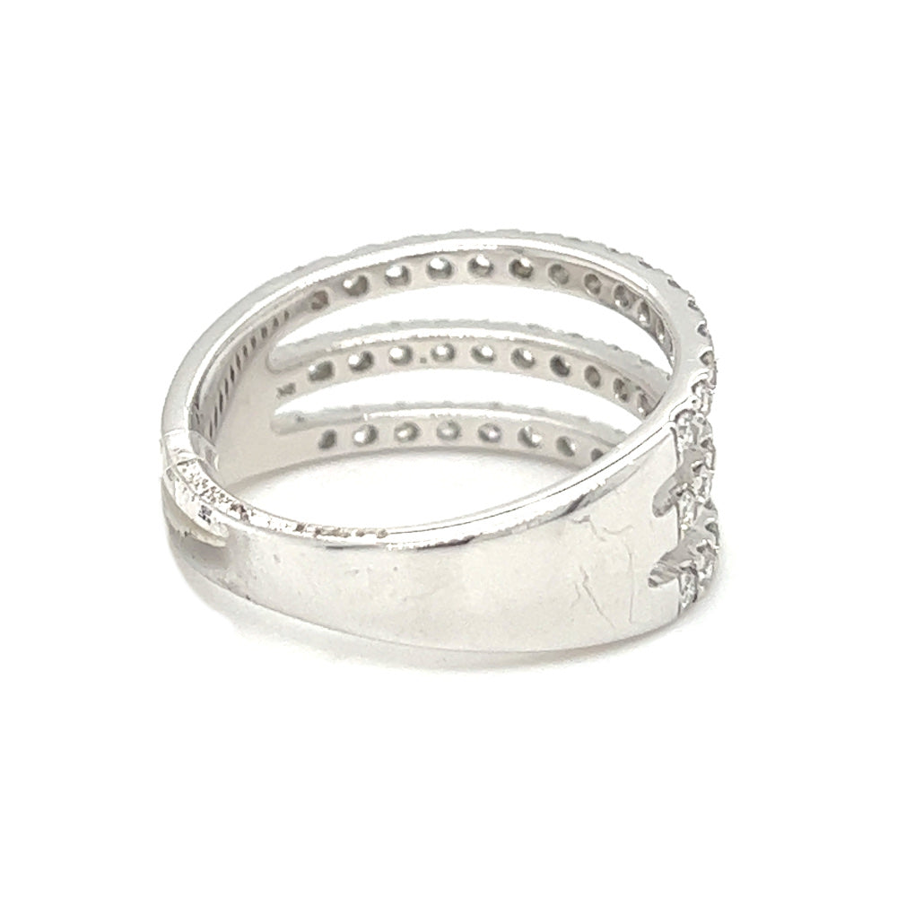 Diamond Triple Row Ring 0.75ct 9ct White Gold rear