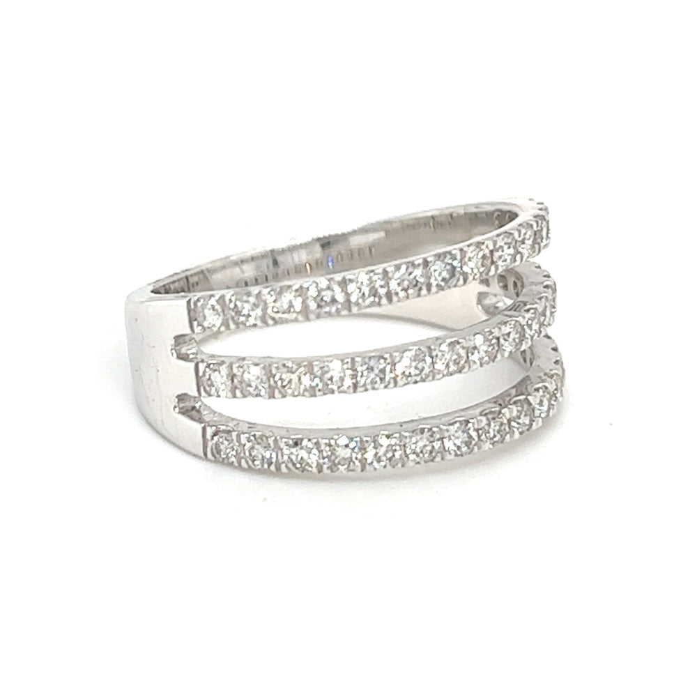 Diamond Triple Row Ring 0.75ct 9ct White Gold side