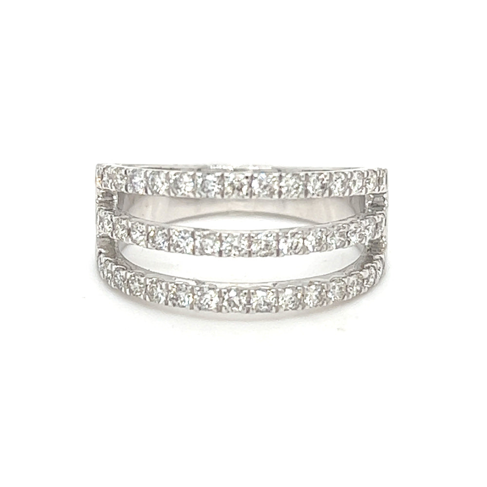 Diamond Triple Row Ring 0.75ct 9ct White Gold