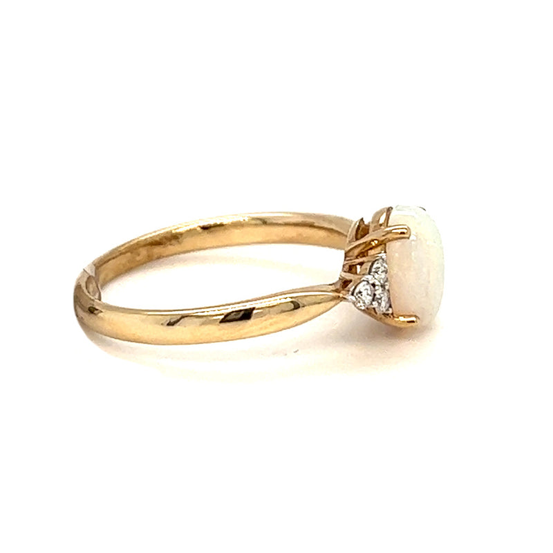 Opal & Diamond Ring 9ct Yellow Gold side