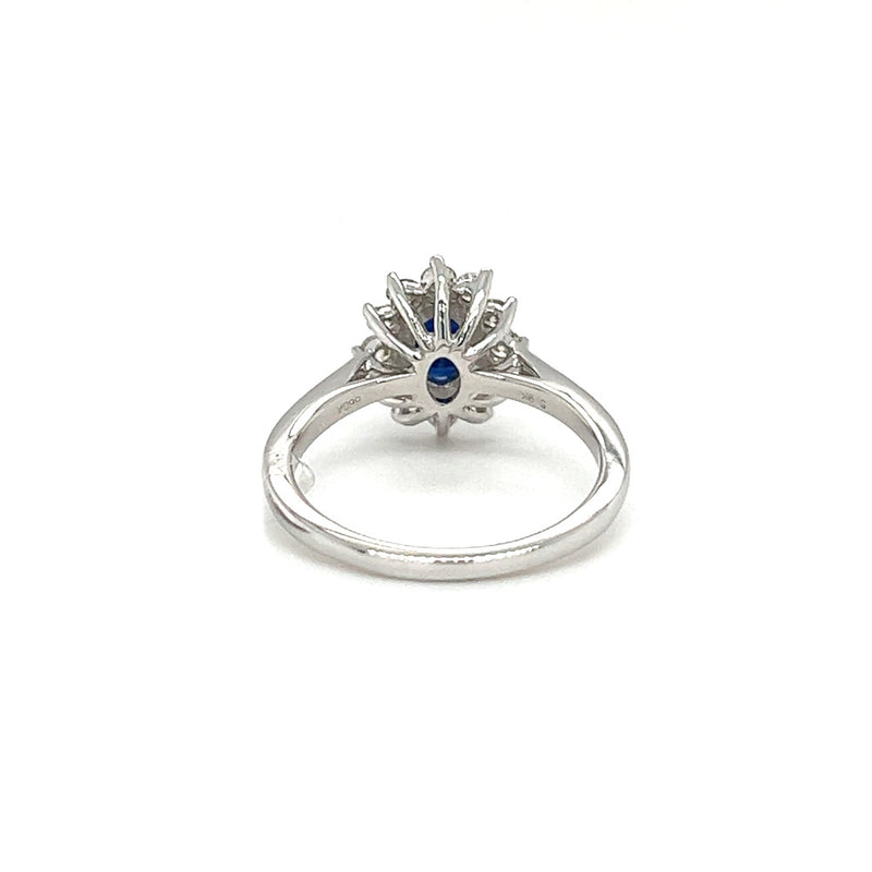 Sapphire & Diamond Oval Cluster Ring 9ct White Gold rear