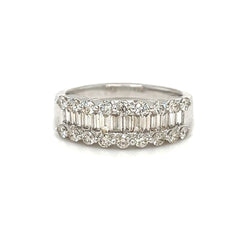 Diamond 3 Row Eternity Ring 1.15ct 9ct White Gold front