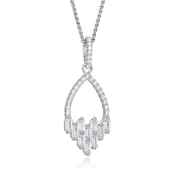 The Real Effect Silver CZ Deco Style Necklace RE42064