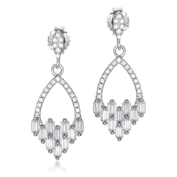 The Real Effect Silver CZ Deco Style Earrings RE42074