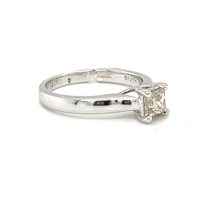 Solitaire Princess Cut Diamond 0.60ct Ring 18ct White Gold side