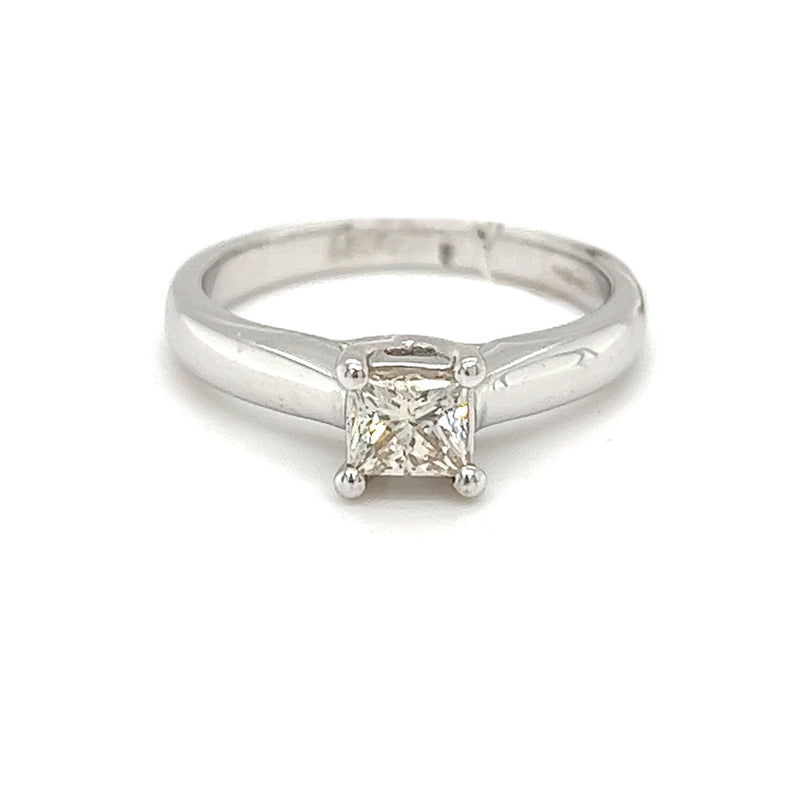Solitaire Princess Cut Diamond 0.60ct Ring 18ct White Gold