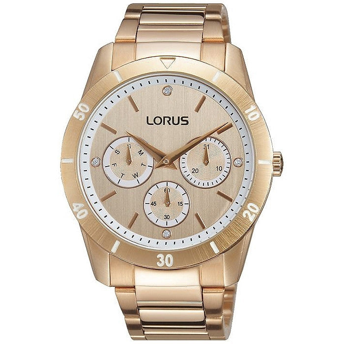 Lorus Ladies Just Sparkle Oversize Rose Tone Bracelet Watch RP696BX9