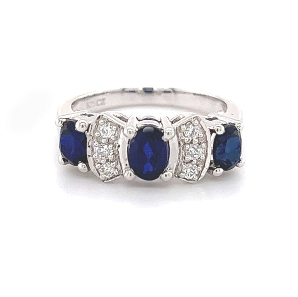 Sterling Silver Blue & White Cubic Zirconia Ring