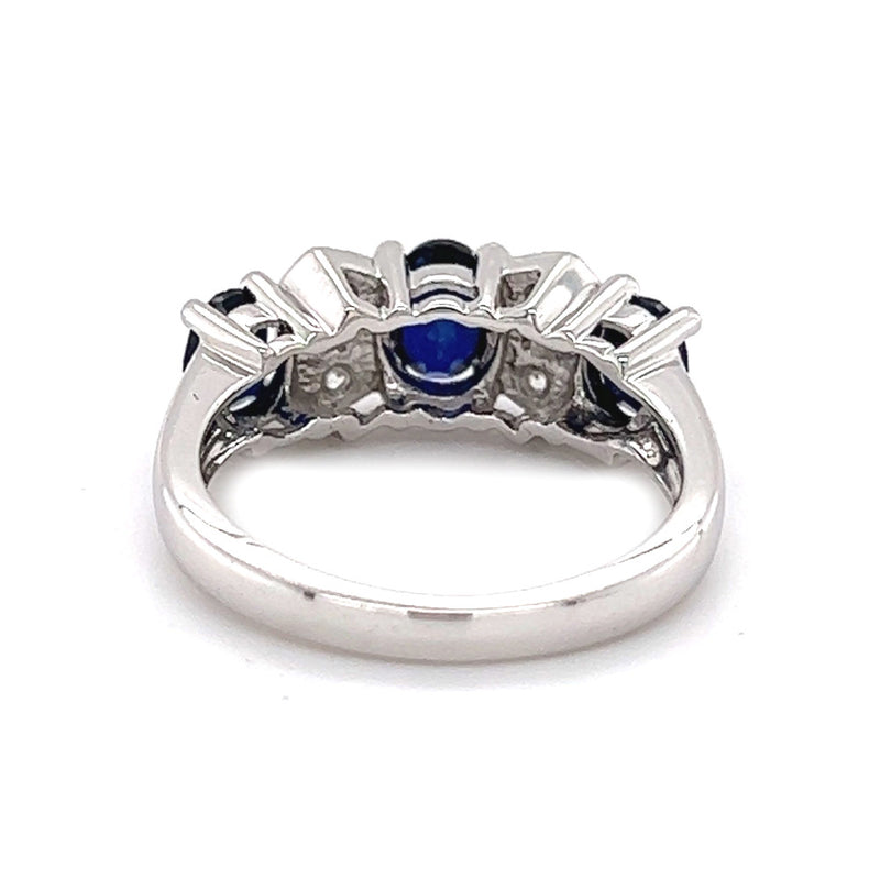 Sterling Silver Blue & White Cubic Zirconia Ring