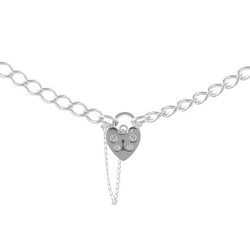 Silver Curb Link Charm Bracelet with Padlock