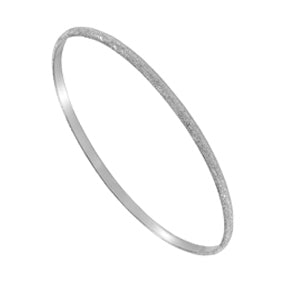 Sterling Silver 3mm D Shaped Glitter Slave Bangle