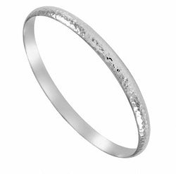 Sterling Silver 6mm Heavy Hammered Bangle