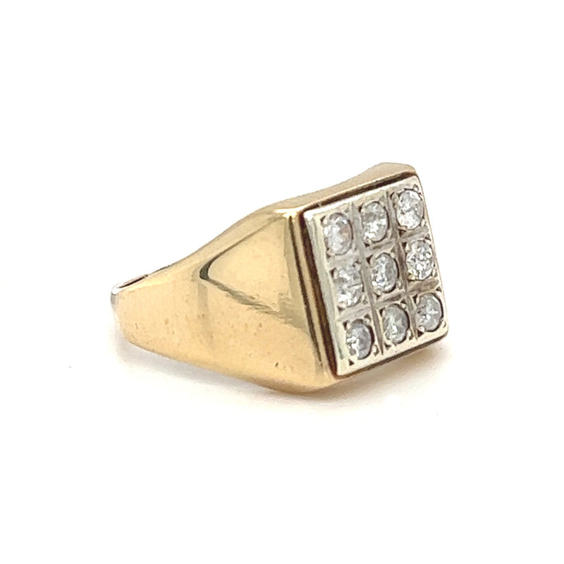Pre Owned Diamond Signet Ring 9ct Gold