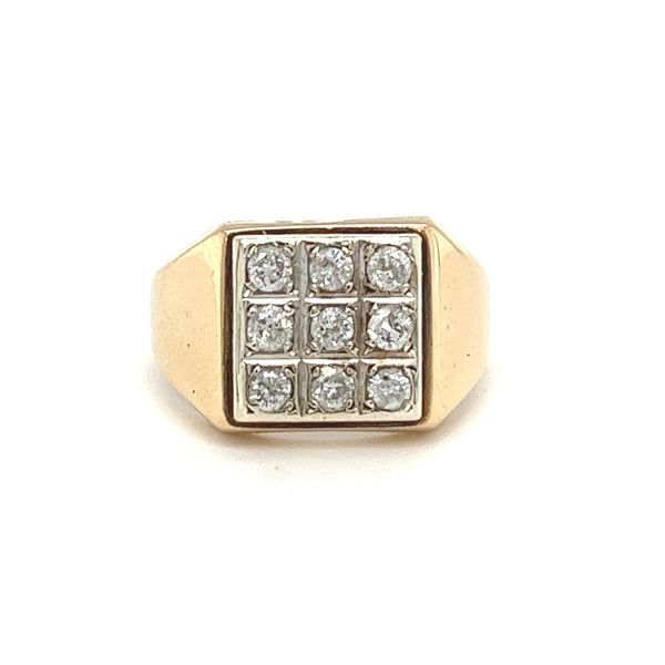 Pre Owned Diamond Signet Ring 9ct Gold